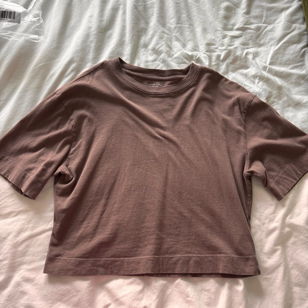 Abercrombie & Fitch Brown Crop Boxy T-Shirt